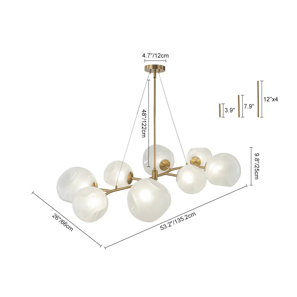 8-Light Opal Swirl Glass Globe Branch Island Chandelier - Image 10