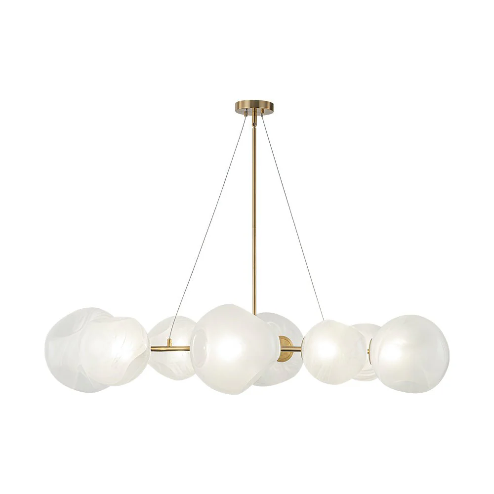 8-Light Opal Swirl Glass Globe Branch Island Chandelier - Image 11