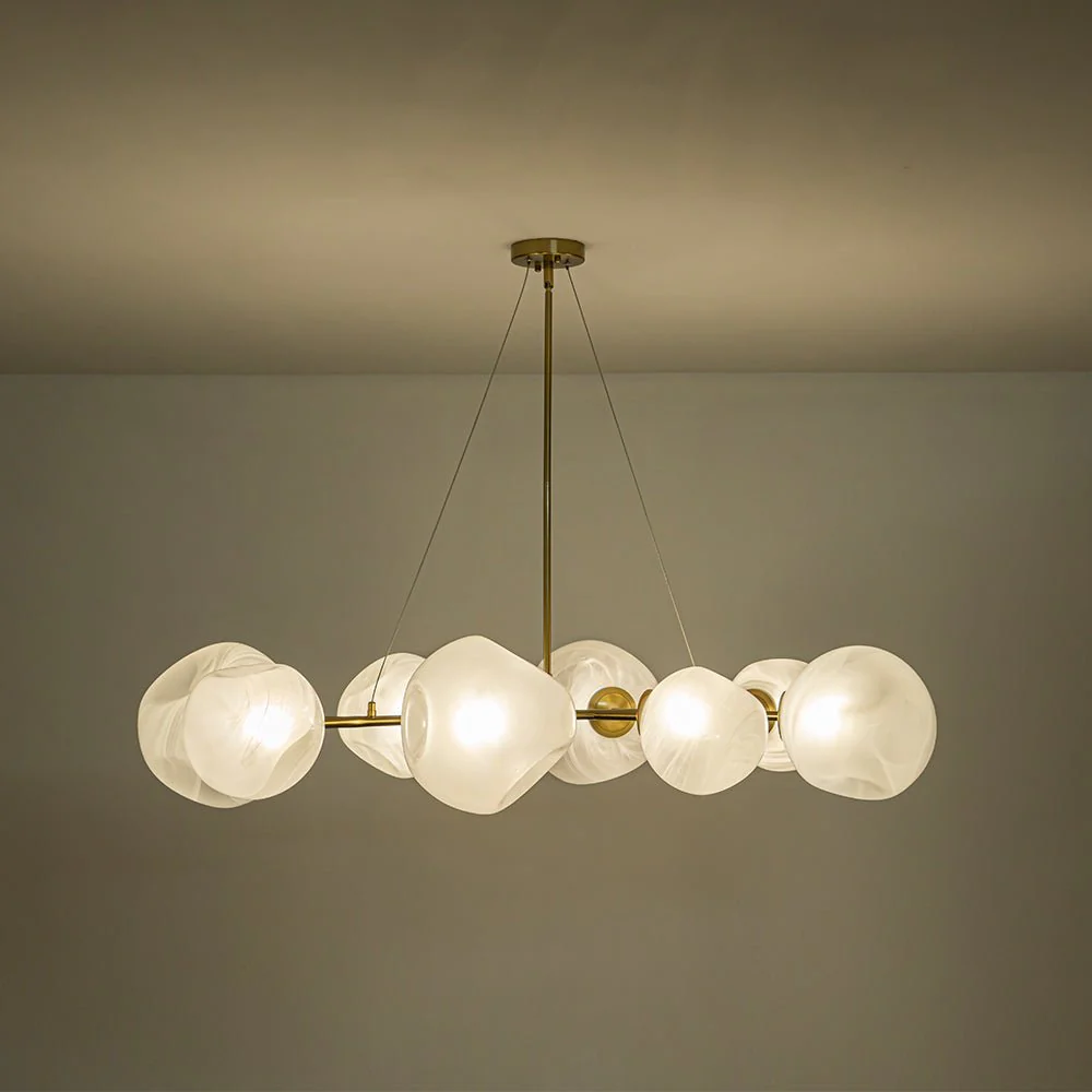 8-Light Opal Swirl Glass Globe Branch Island Chandelier - Image 12
