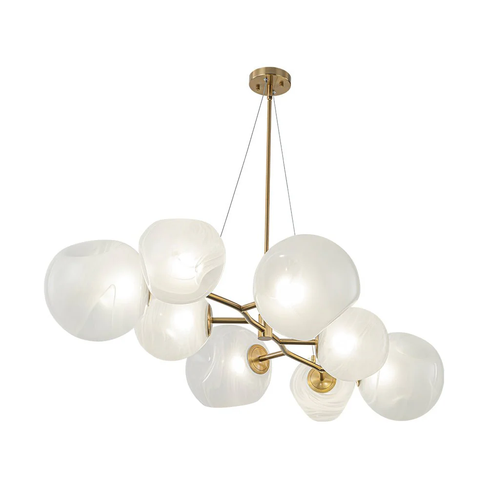 8-Light Opal Swirl Glass Globe Branch Island Chandelier - Image 14