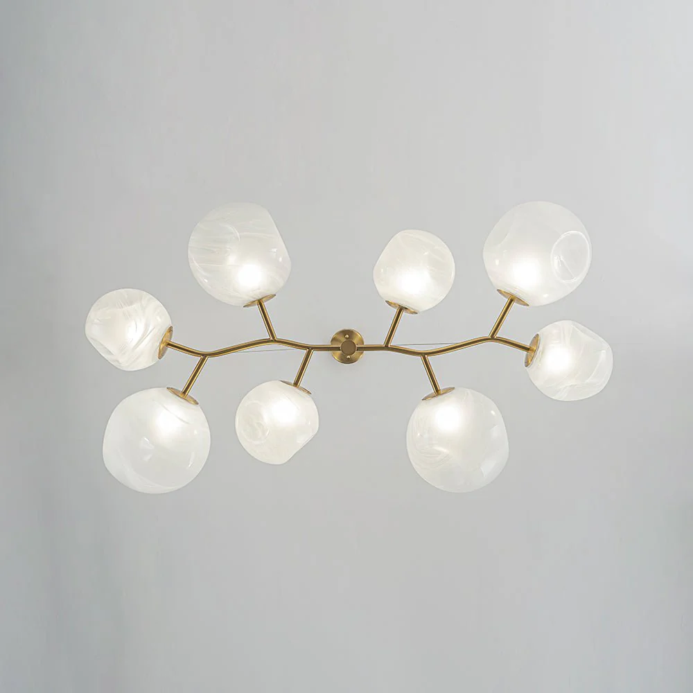 8-Light Opal Swirl Glass Globe Branch Island Chandelier - Image 15