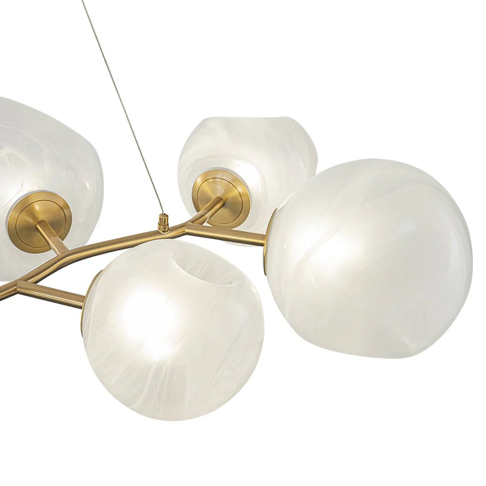 8-Light Opal Swirl Glass Globe Branch Island Chandelier - Image 16