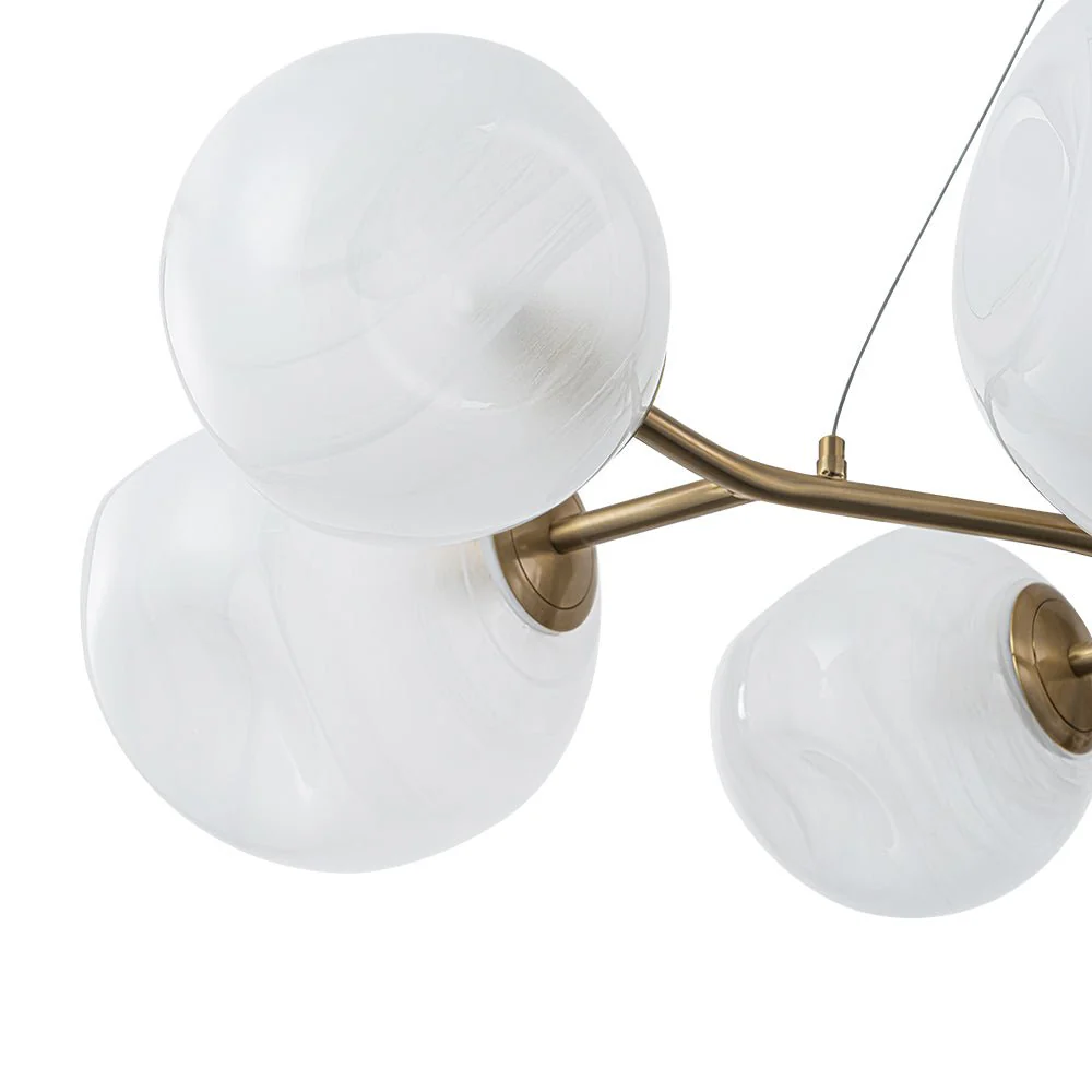 8-Light Opal Swirl Glass Globe Branch Island Chandelier - Image 18