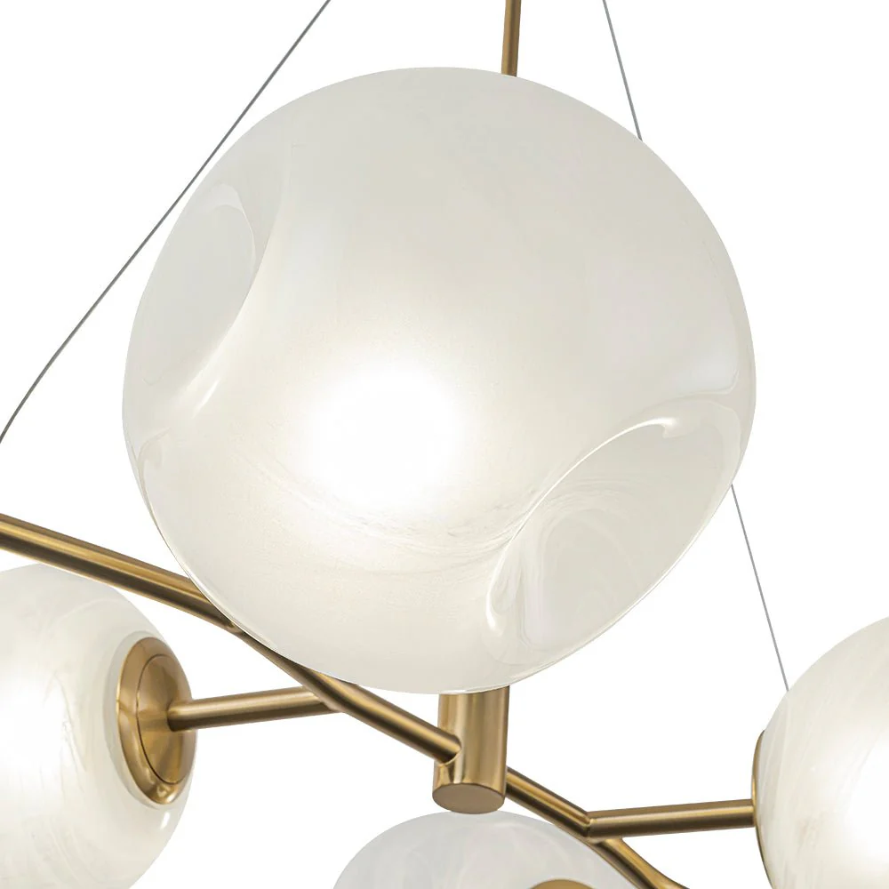 8-Light Opal Swirl Glass Globe Branch Island Chandelier - Image 19