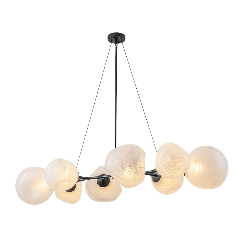 8-Light Opal Swirl Glass Globe Branch Island Chandelier - Image 21