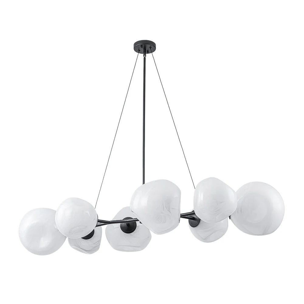 8-Light Opal Swirl Glass Globe Branch Island Chandelier - Image 22