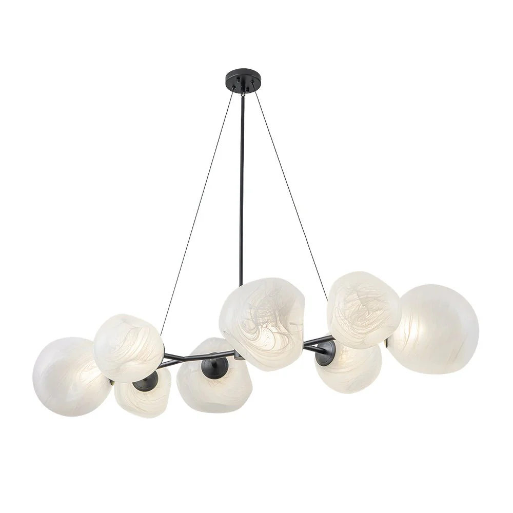 8-Light Opal Swirl Glass Globe Branch Island Chandelier - Image 23