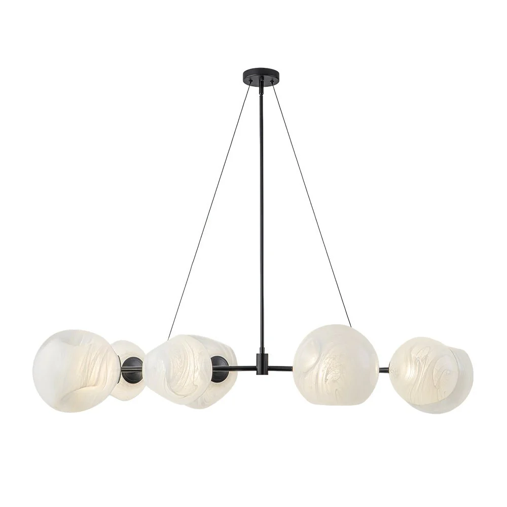 8-Light Opal Swirl Glass Globe Branch Island Chandelier - Image 24