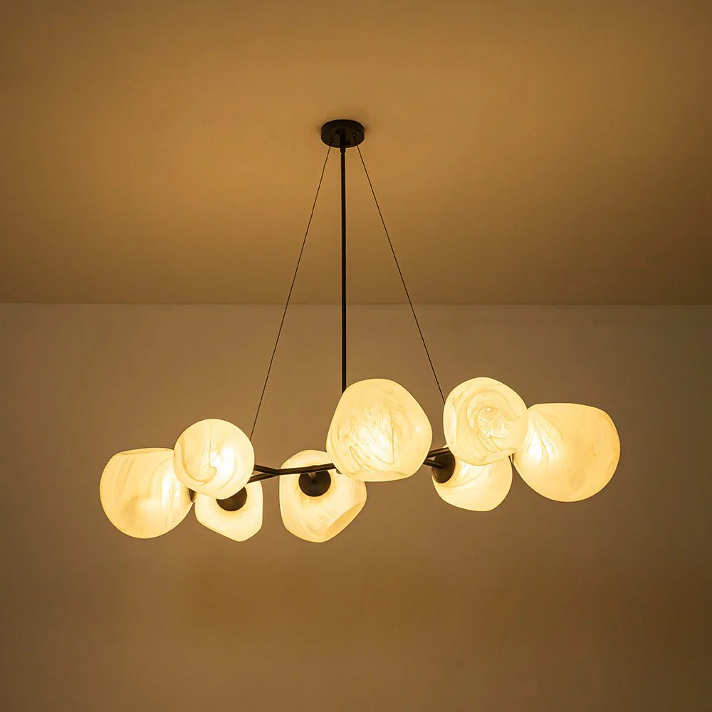 8-Light Opal Swirl Glass Globe Branch Island Chandelier - Image 25
