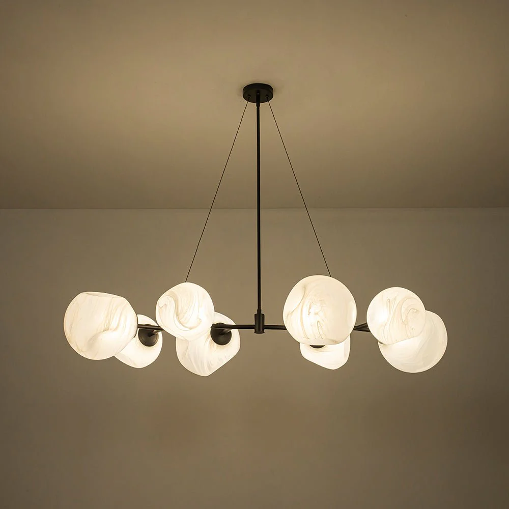 8-Light Opal Swirl Glass Globe Branch Island Chandelier - Image 26