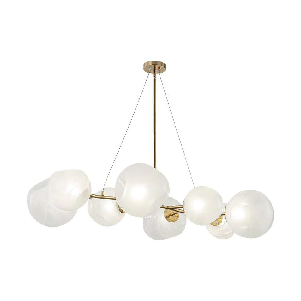 8-Light Opal Swirl Glass Globe Branch Island Chandelier - Image 5