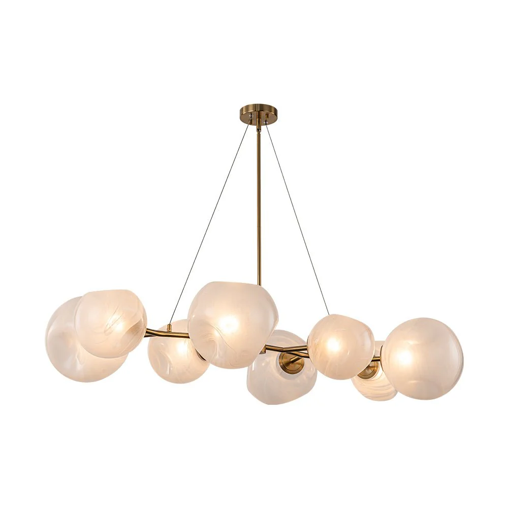 8-Light Opal Swirl Glass Globe Branch Island Chandelier - Image 6