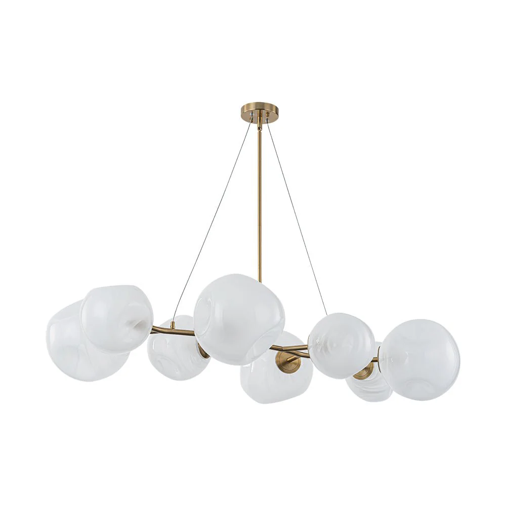 8-Light Opal Swirl Glass Globe Branch Island Chandelier - Image 7