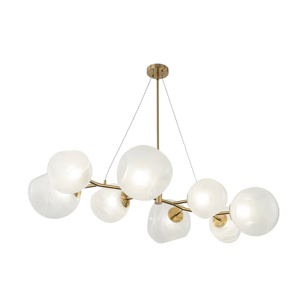 8-Light Opal Swirl Glass Globe Branch Island Chandelier - Image 8