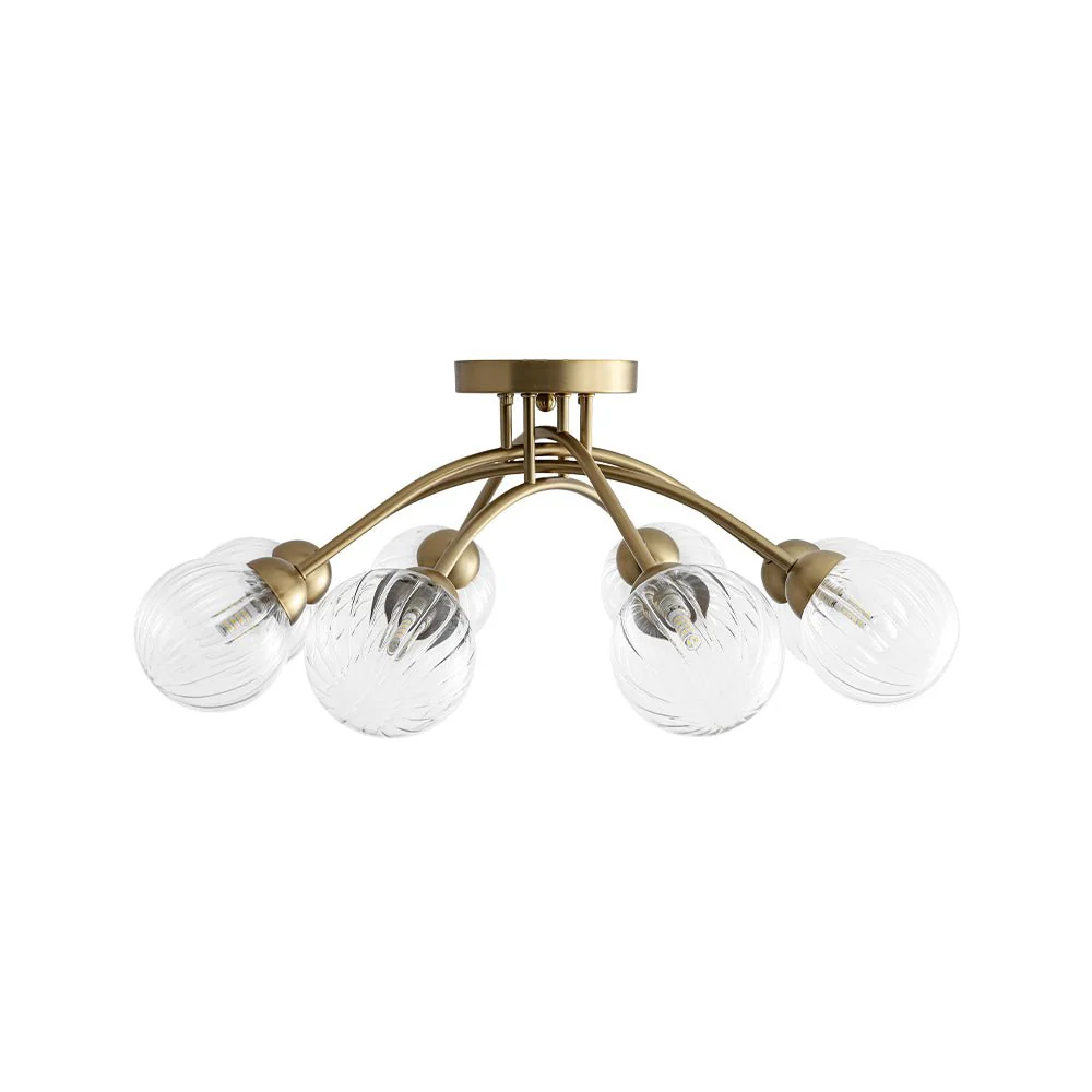 8-Light Ribbed Glass Bubble Sputnik Semi Flush Mount - Image 10