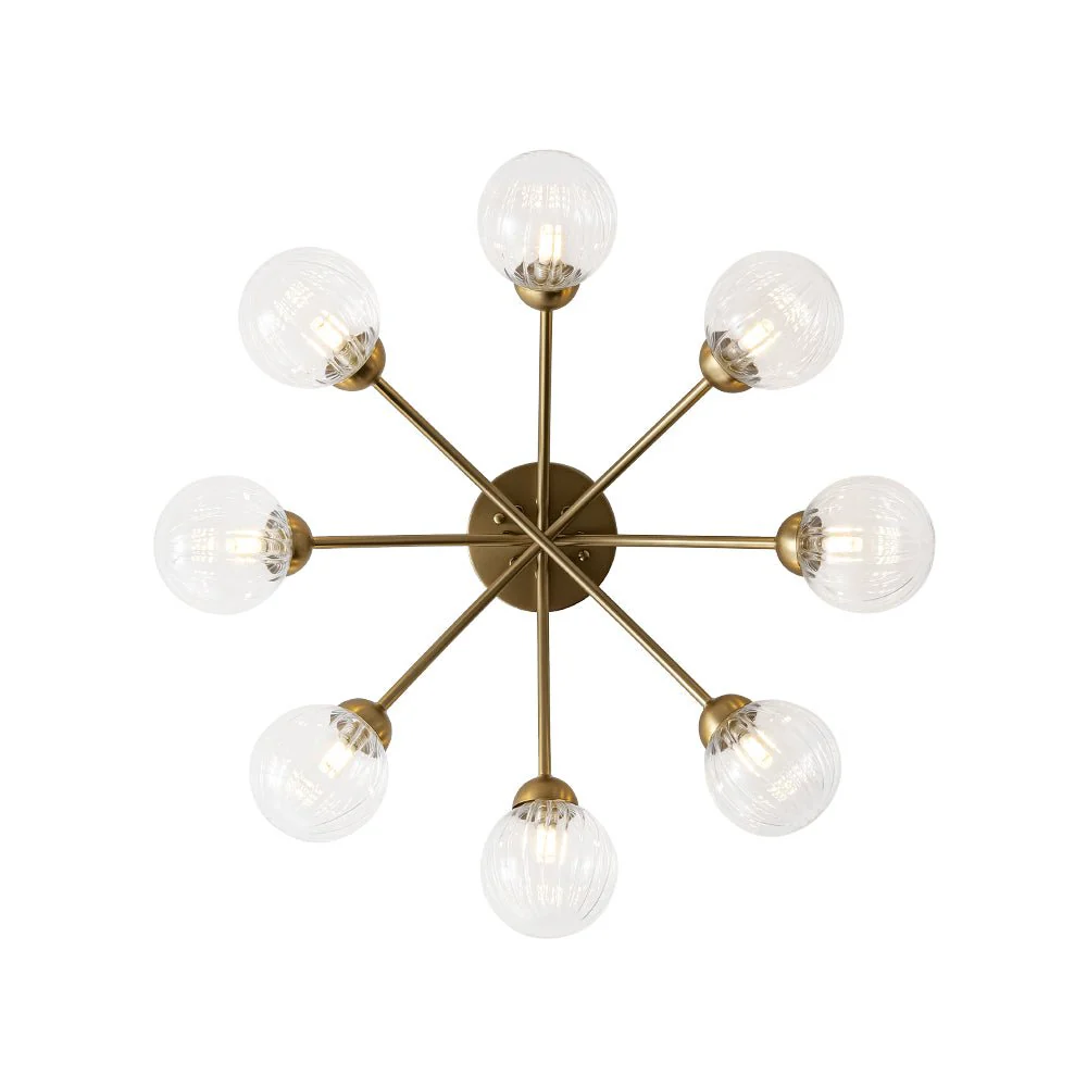 8-Light Ribbed Glass Bubble Sputnik Semi Flush Mount - Image 11