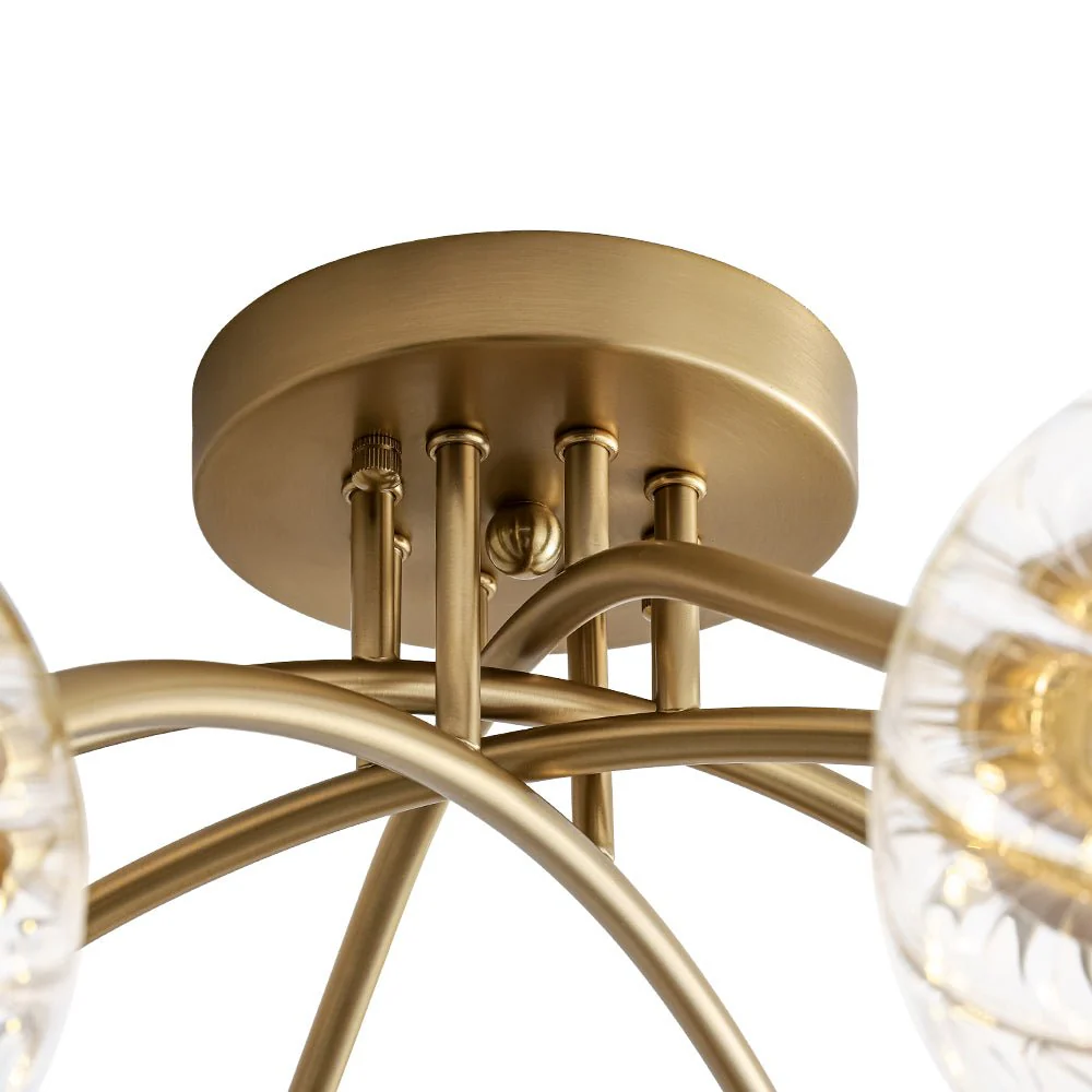 8-Light Ribbed Glass Bubble Sputnik Semi Flush Mount - Image 12