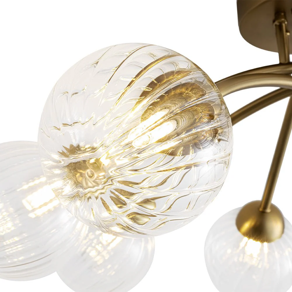 8-Light Ribbed Glass Bubble Sputnik Semi Flush Mount - Image 13