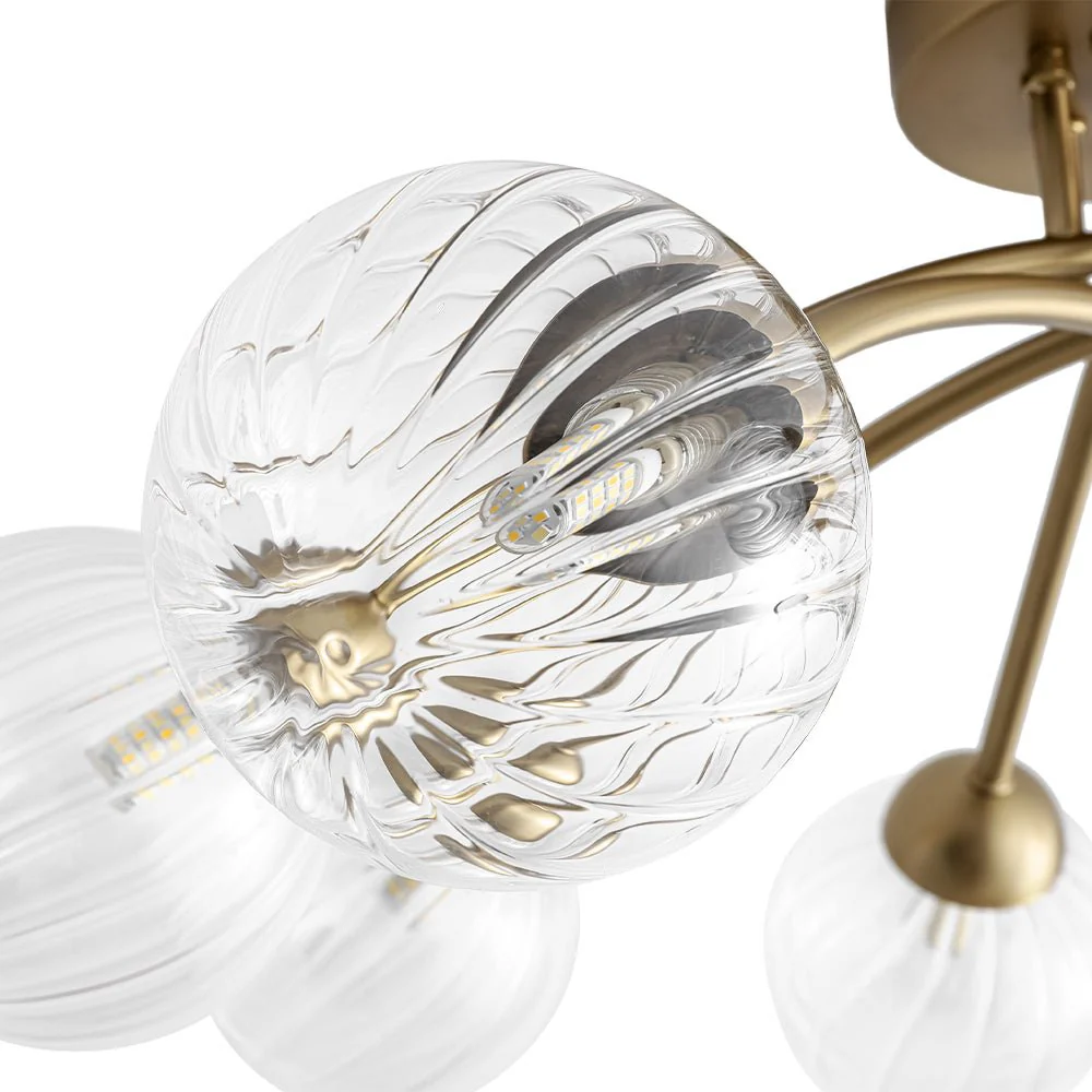 8-Light Ribbed Glass Bubble Sputnik Semi Flush Mount - Image 14