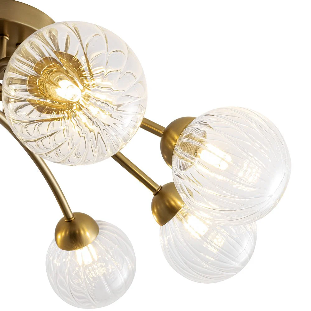 8-Light Ribbed Glass Bubble Sputnik Semi Flush Mount - Image 15