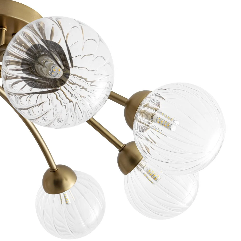8-Light Ribbed Glass Bubble Sputnik Semi Flush Mount - Image 16