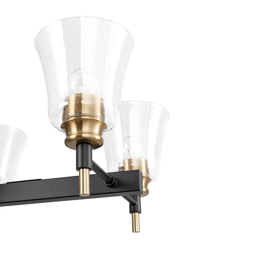 8-Light Seeded Glass Black Brass Linear Island Chandelier - Image 12