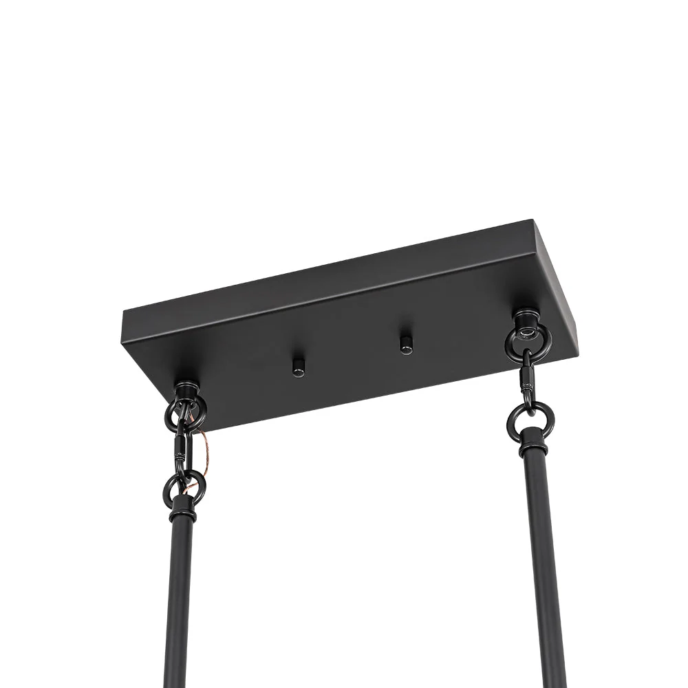 8-Light Seeded Glass Black Brass Linear Island Chandelier - Image 14