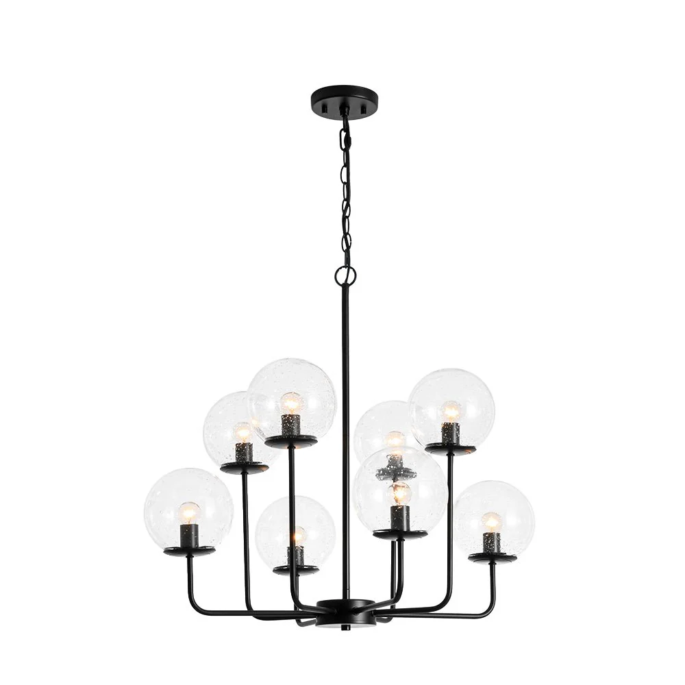 8-Light Seeded Glass Globe Round Sputnik Bubble Chandelier - Image 3