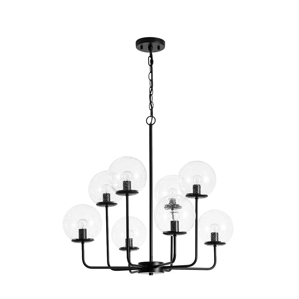 8-Light Seeded Glass Globe Round Sputnik Bubble Chandelier - Image 4