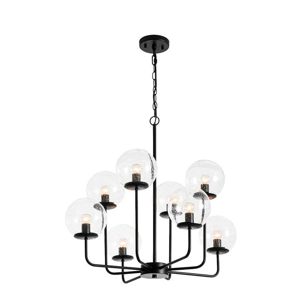 8-Light Seeded Glass Globe Round Sputnik Bubble Chandelier - Image 5
