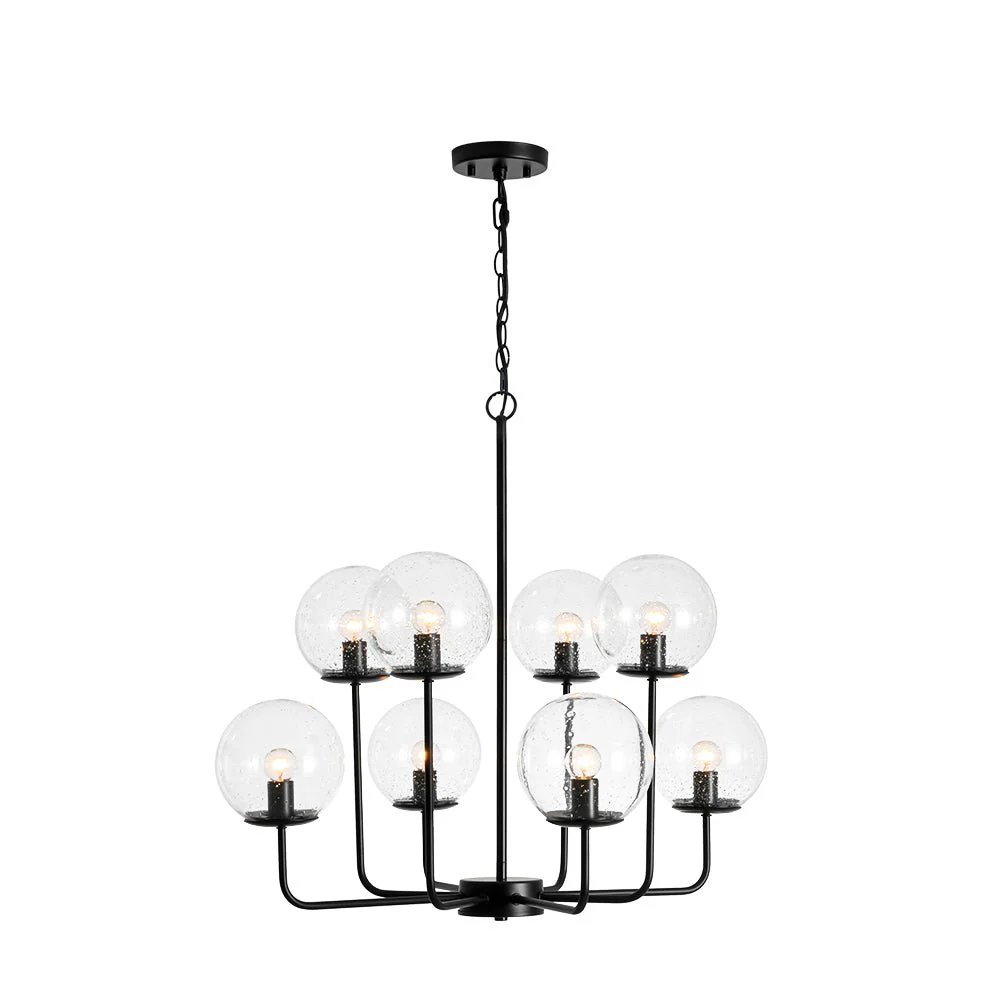 8-Light Seeded Glass Globe Round Sputnik Bubble Chandelier - Image 6