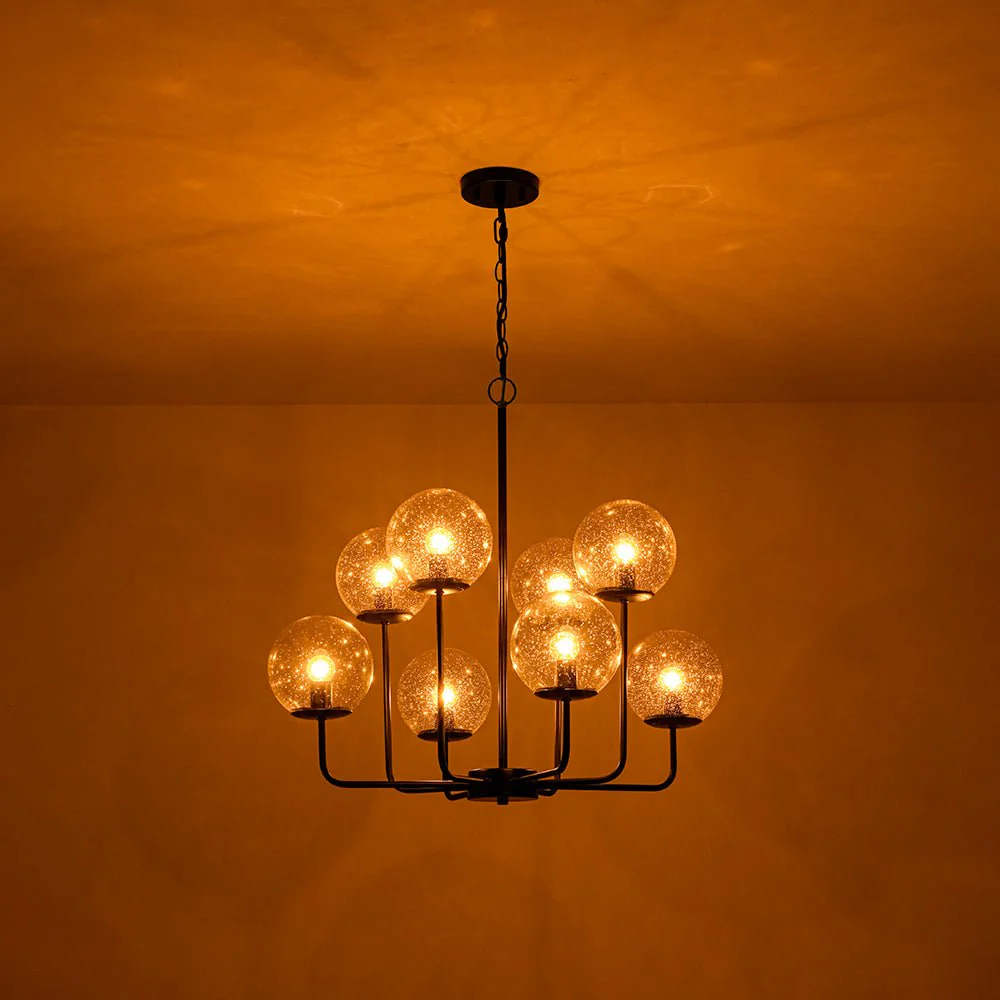 8-Light Seeded Glass Globe Round Sputnik Bubble Chandelier - Image 7