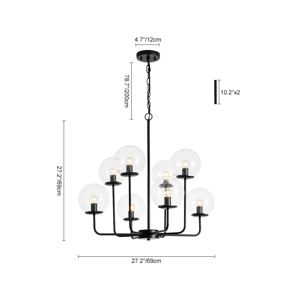 8-Light Seeded Glass Globe Round Sputnik Bubble Chandelier - Image 9