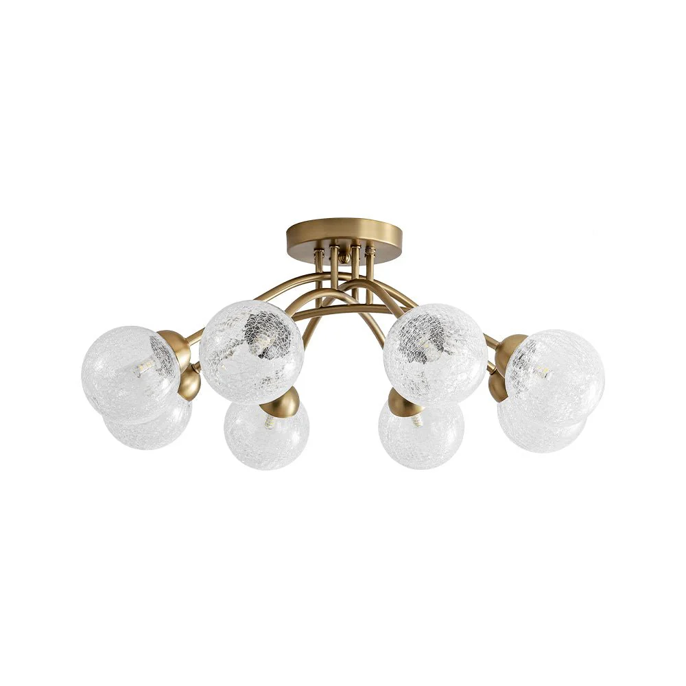 8-Light Textured Crackle Glass Globe Semi Flush Mount - Image 10
