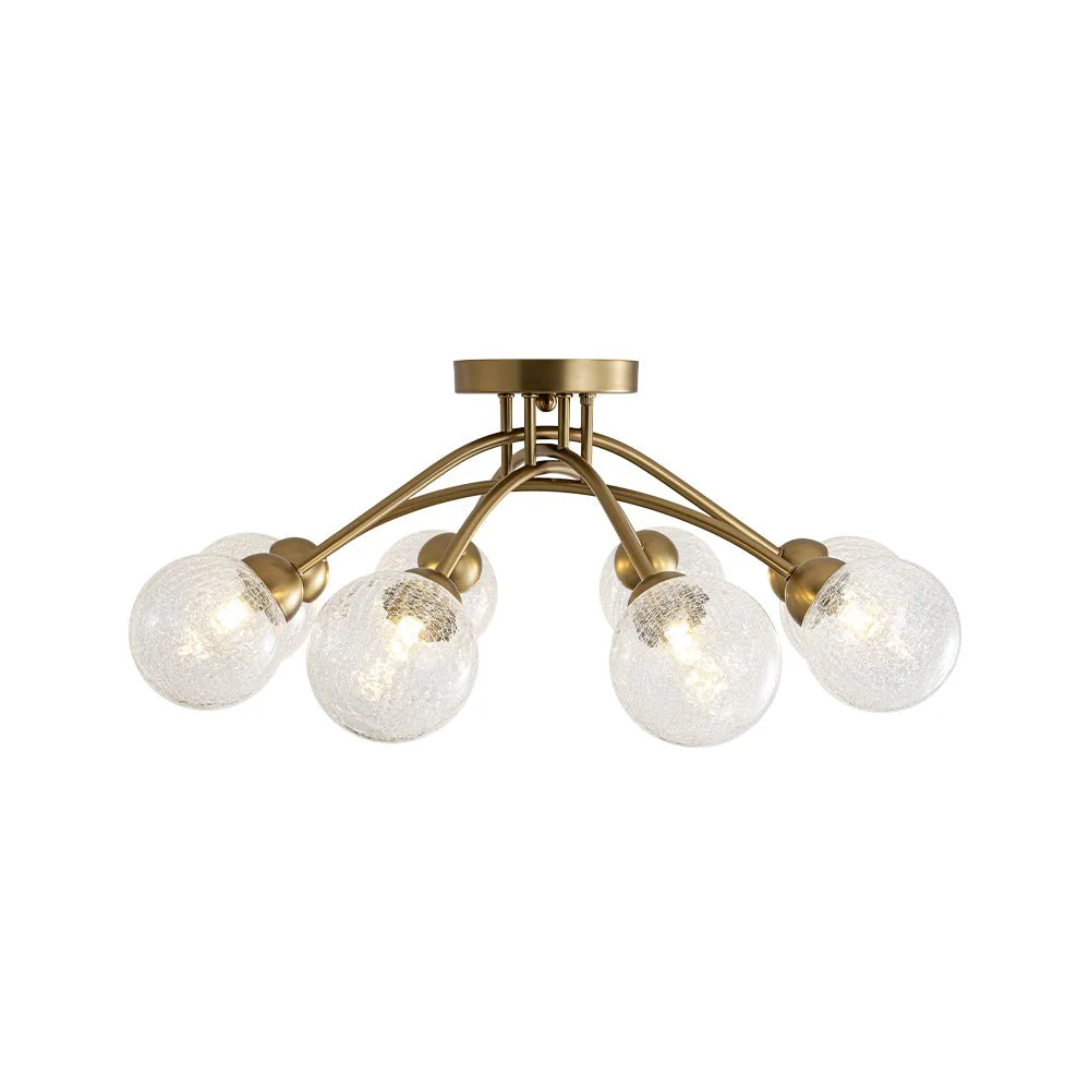8-Light Textured Crackle Glass Globe Semi Flush Mount - Image 11