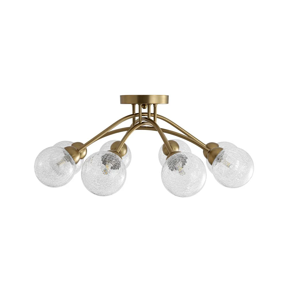 8-Light Textured Crackle Glass Globe Semi Flush Mount - Image 12