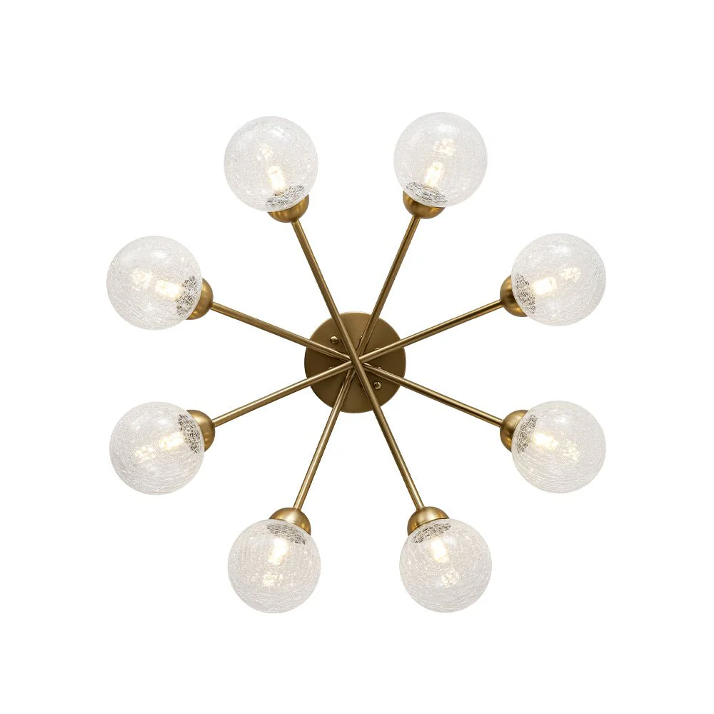 8-Light Textured Crackle Glass Globe Semi Flush Mount - Image 15