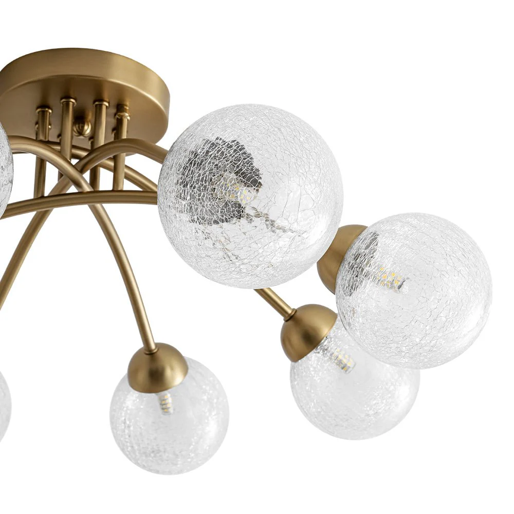 8-Light Textured Crackle Glass Globe Semi Flush Mount - Image 18
