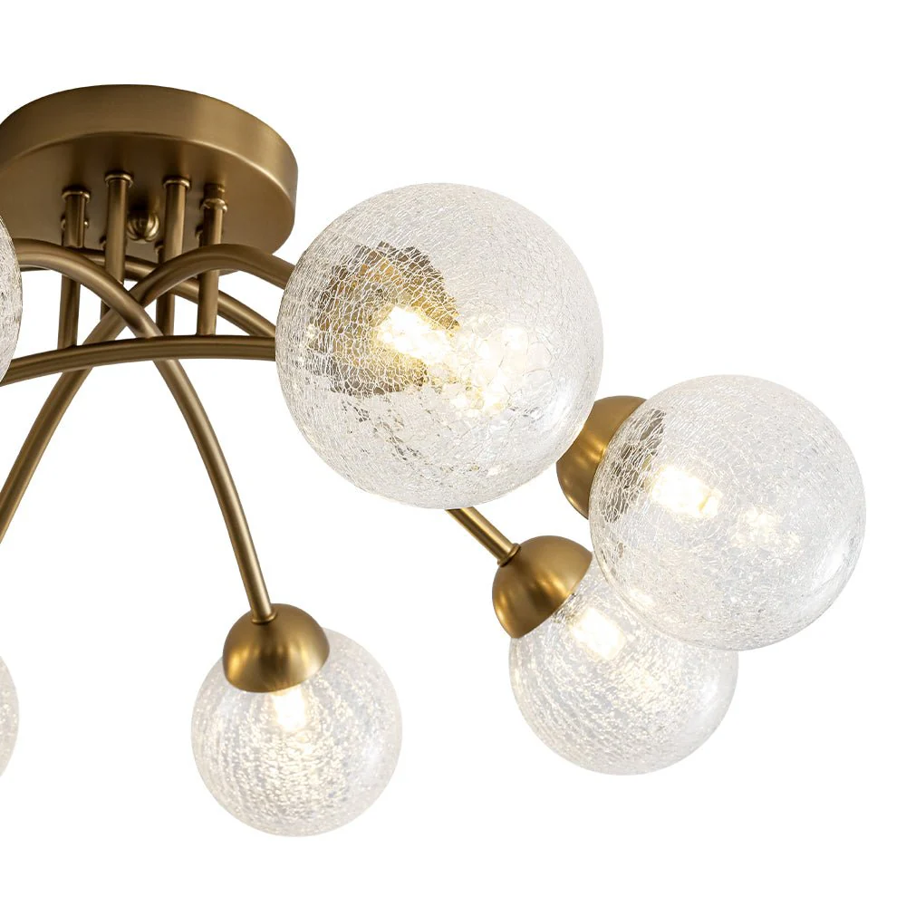 8-Light Textured Crackle Glass Globe Semi Flush Mount - Image 19