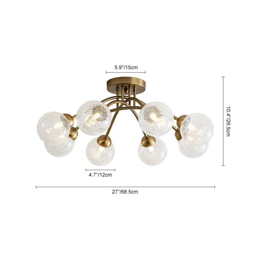 8-Light Textured Crackle Glass Globe Semi Flush Mount - Image 21