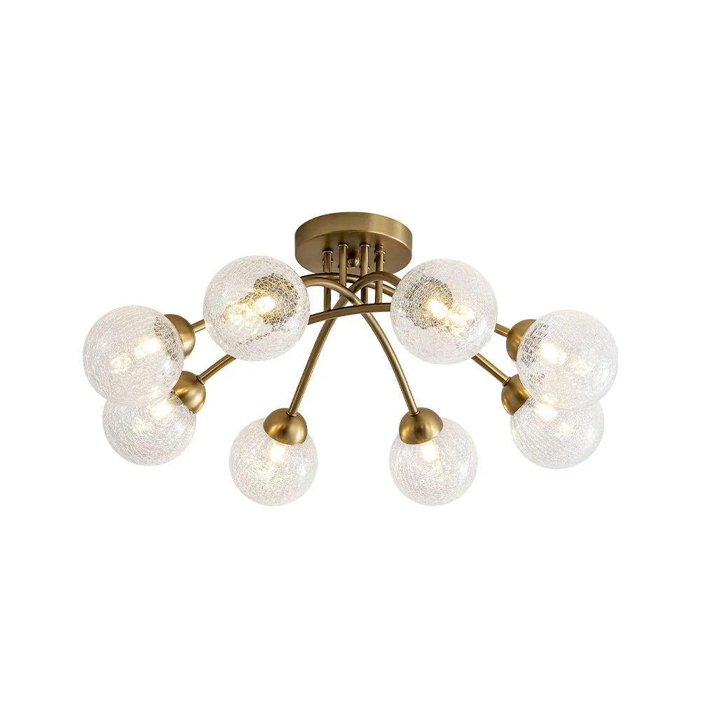 8-Light Textured Crackle Glass Globe Semi Flush Mount - Image 3