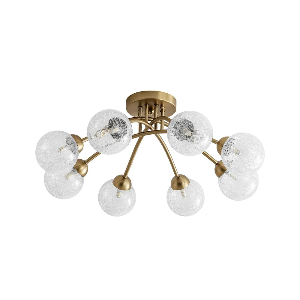 8-Light Textured Crackle Glass Globe Semi Flush Mount - Image 4