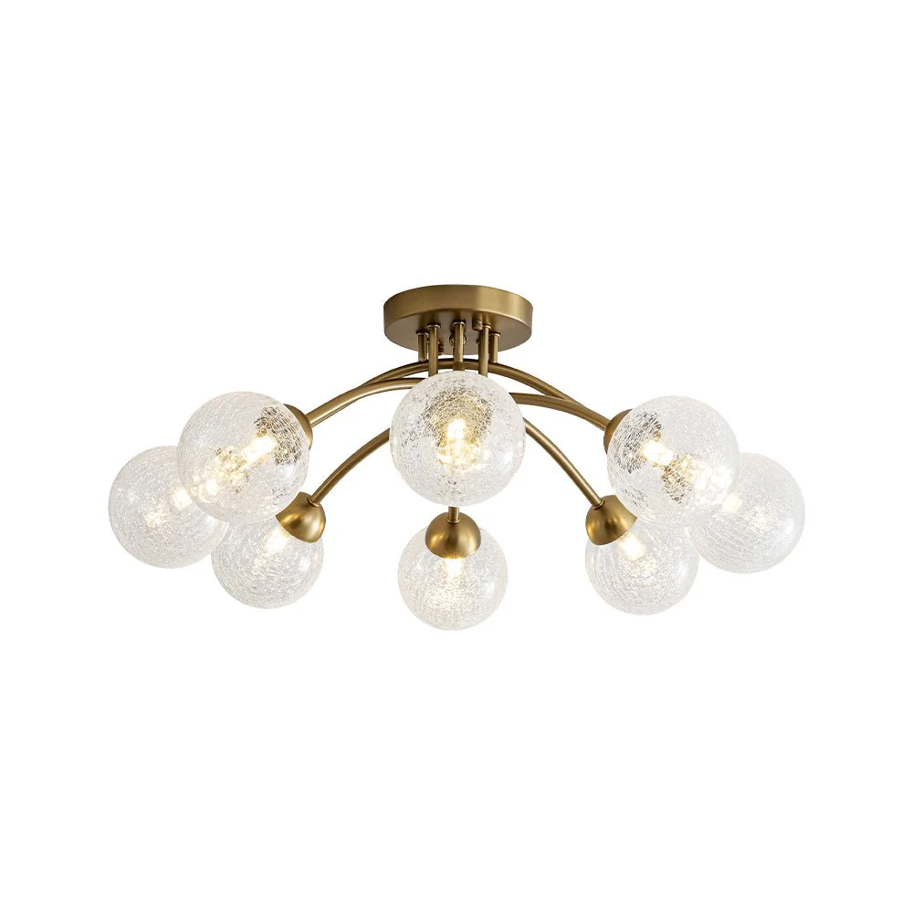 8-Light Textured Crackle Glass Globe Semi Flush Mount - Image 5