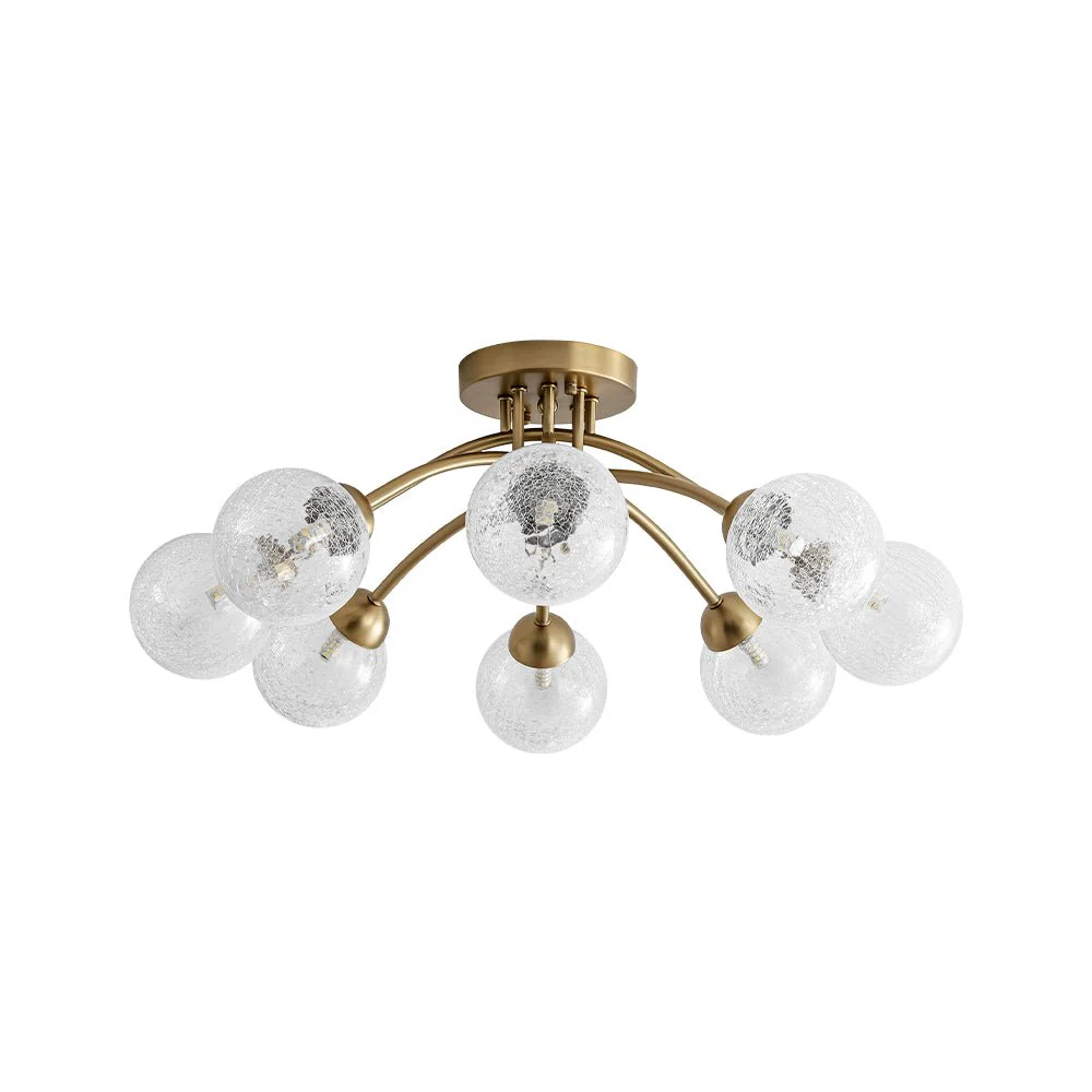 8-Light Textured Crackle Glass Globe Semi Flush Mount - Image 6