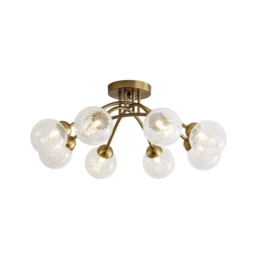 8-Light Textured Crackle Glass Globe Semi Flush Mount - Image 7