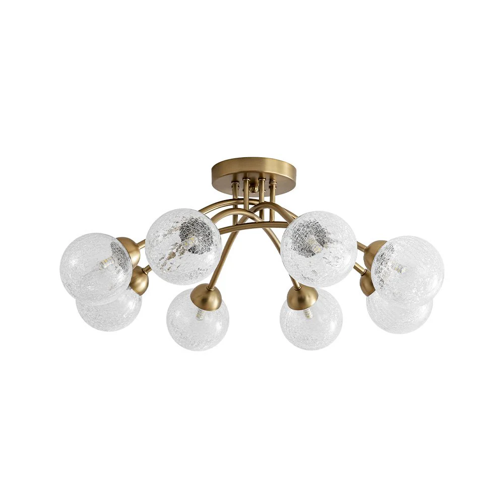 8-Light Textured Crackle Glass Globe Semi Flush Mount - Image 8