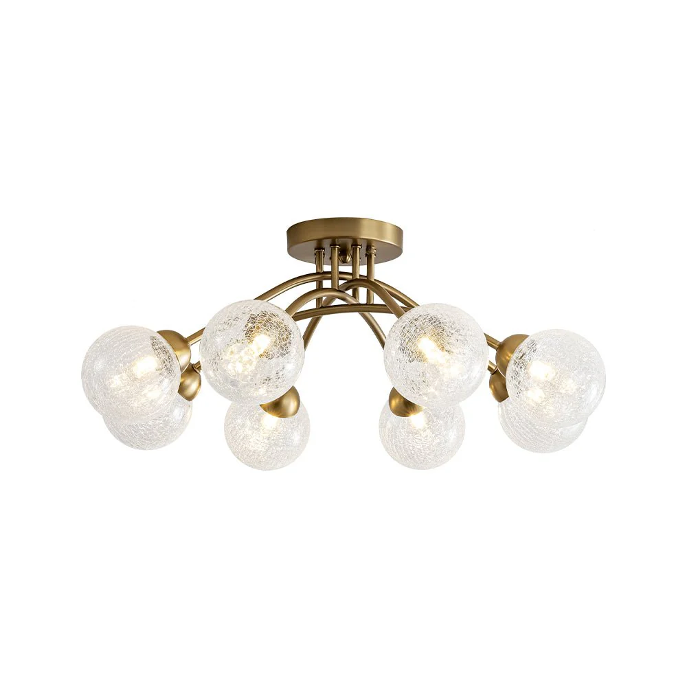 8-Light Textured Crackle Glass Globe Semi Flush Mount - Image 9