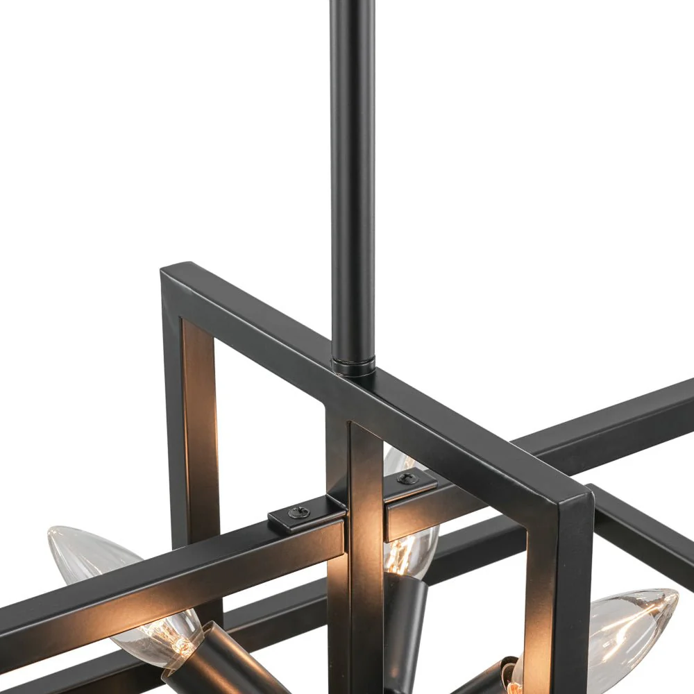 8-Light Vintage Sputnik Black Open Square Lantern Pendant - Image 9