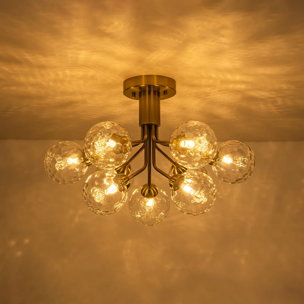 9-Light Bloom Water Glass Globe Tiered Sputnik Ceiling Light - Image 11