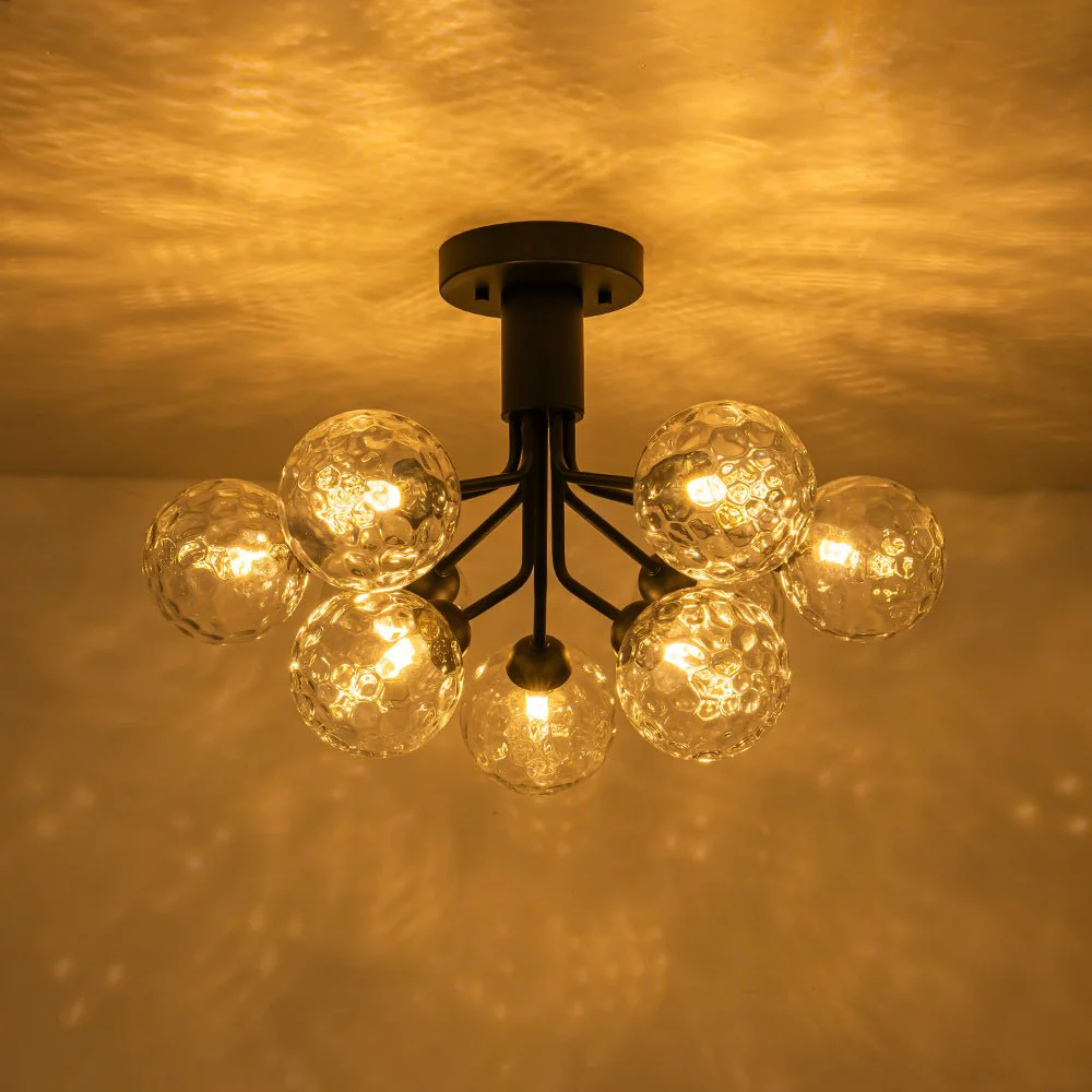 9-Light Bloom Water Glass Globe Tiered Sputnik Ceiling Light - Image 20